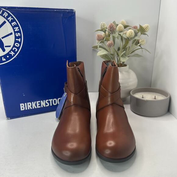 Birkenstock Collins Leather Ankle Boots Cuoio Regular Fit 1001010 Women 5 NWB - Picture 2 of 11